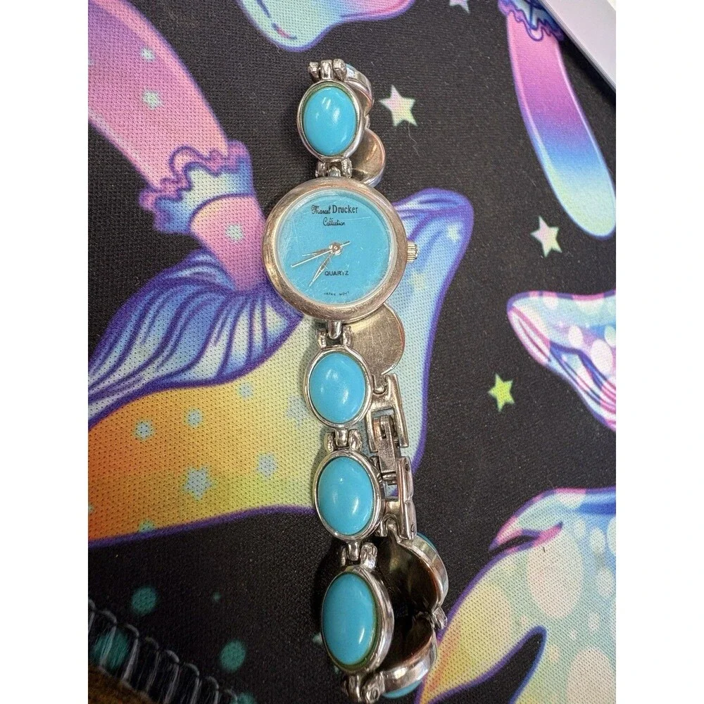 Marcel Drucker Collection Watch Silver Tone Turquoise Band